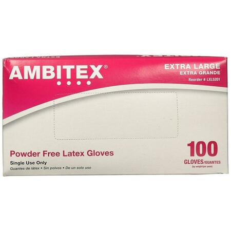 TRADEX GLOVES Ambitex, Latex Disposable Gloves, Latex, Powder-Free, XL, 1000 PK, Clear LXL5201  (PEC)
